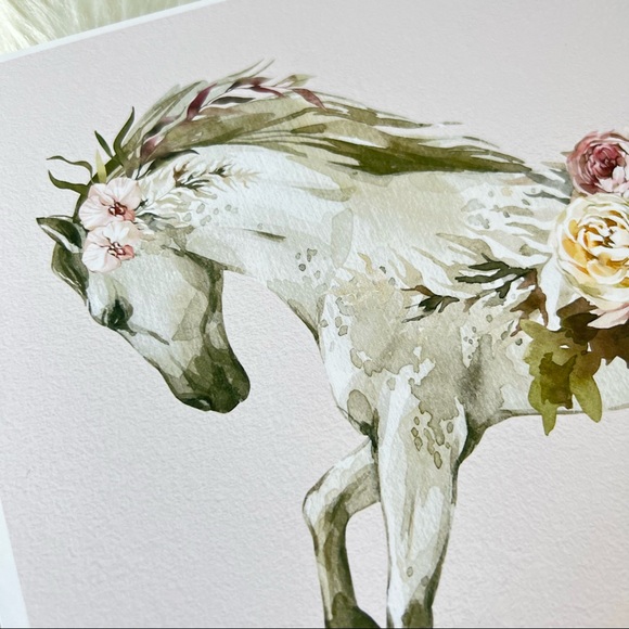 Floral Horse Watercolor Illustration Wall Art Print Poster Unframed - Picture 15 of 16